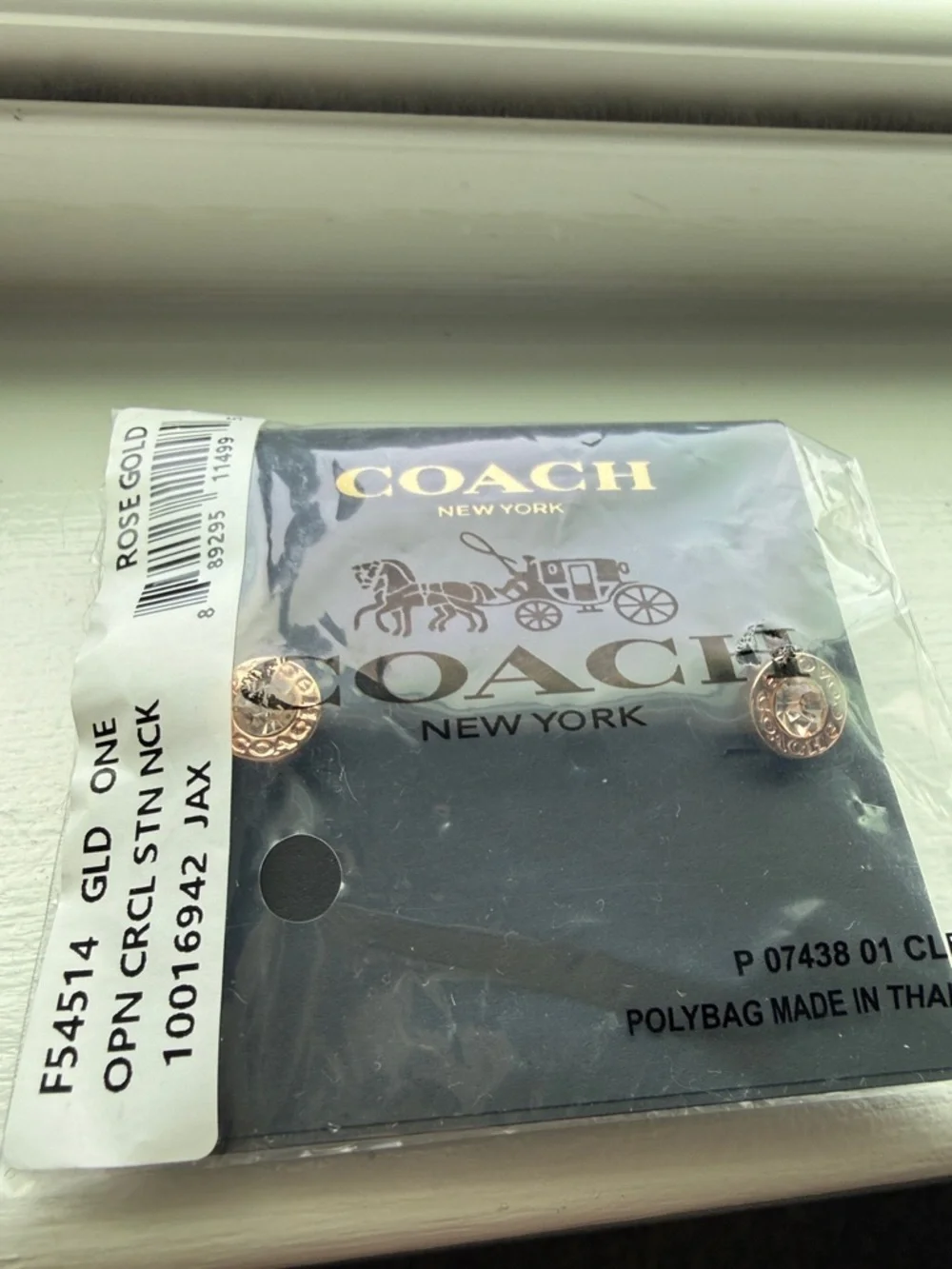NWT Coach Rose Gold-Tone Pink Crystal Round Stud Earrings - Picture 8 of 8